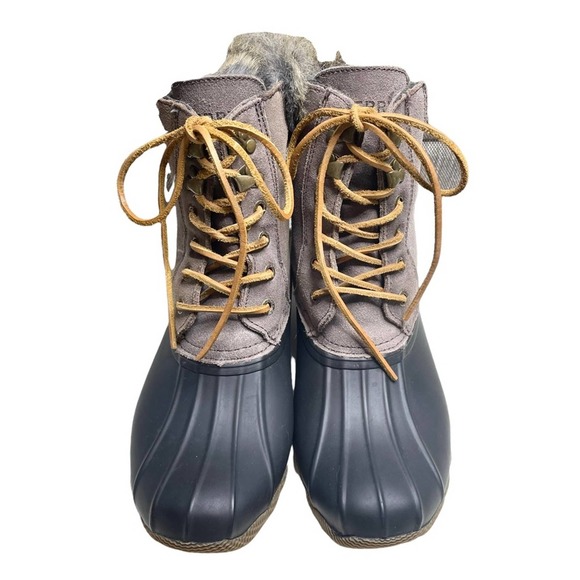 Women's Sperry gray suede faux fur trim waterproof duck boots size 7 - Picture 2 of 7